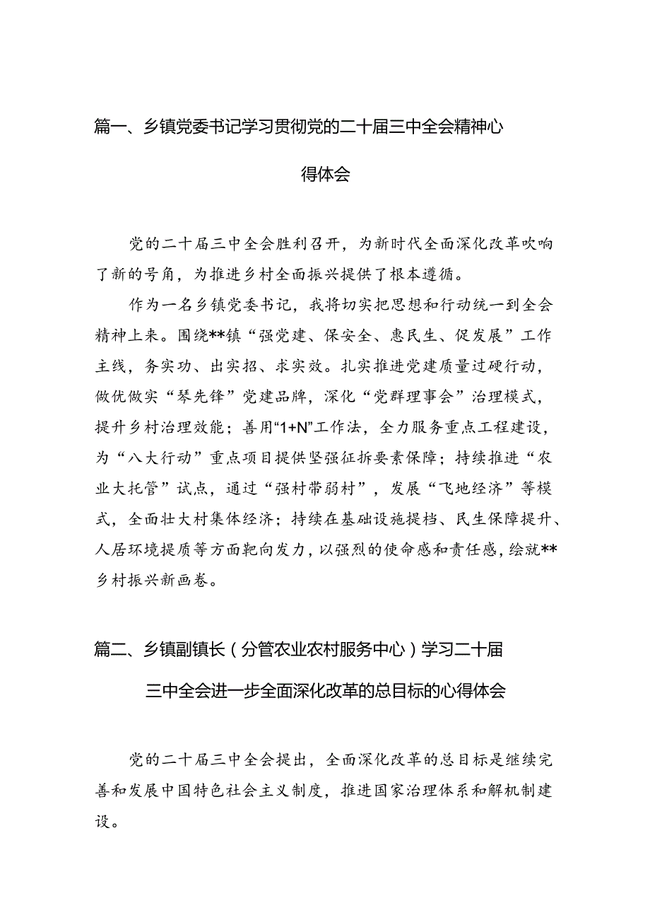 乡镇党委书记学习贯彻党的二十三中全会精神心得体会12篇（精编版）.docx_第2页
