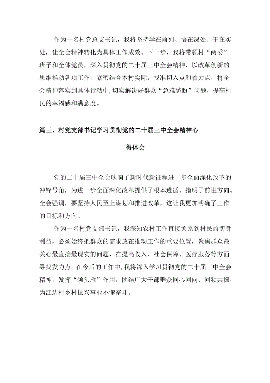 （10篇）村党组织书记学习贯彻党的二十三中全会精神心得体会（精选）.docx_第3页