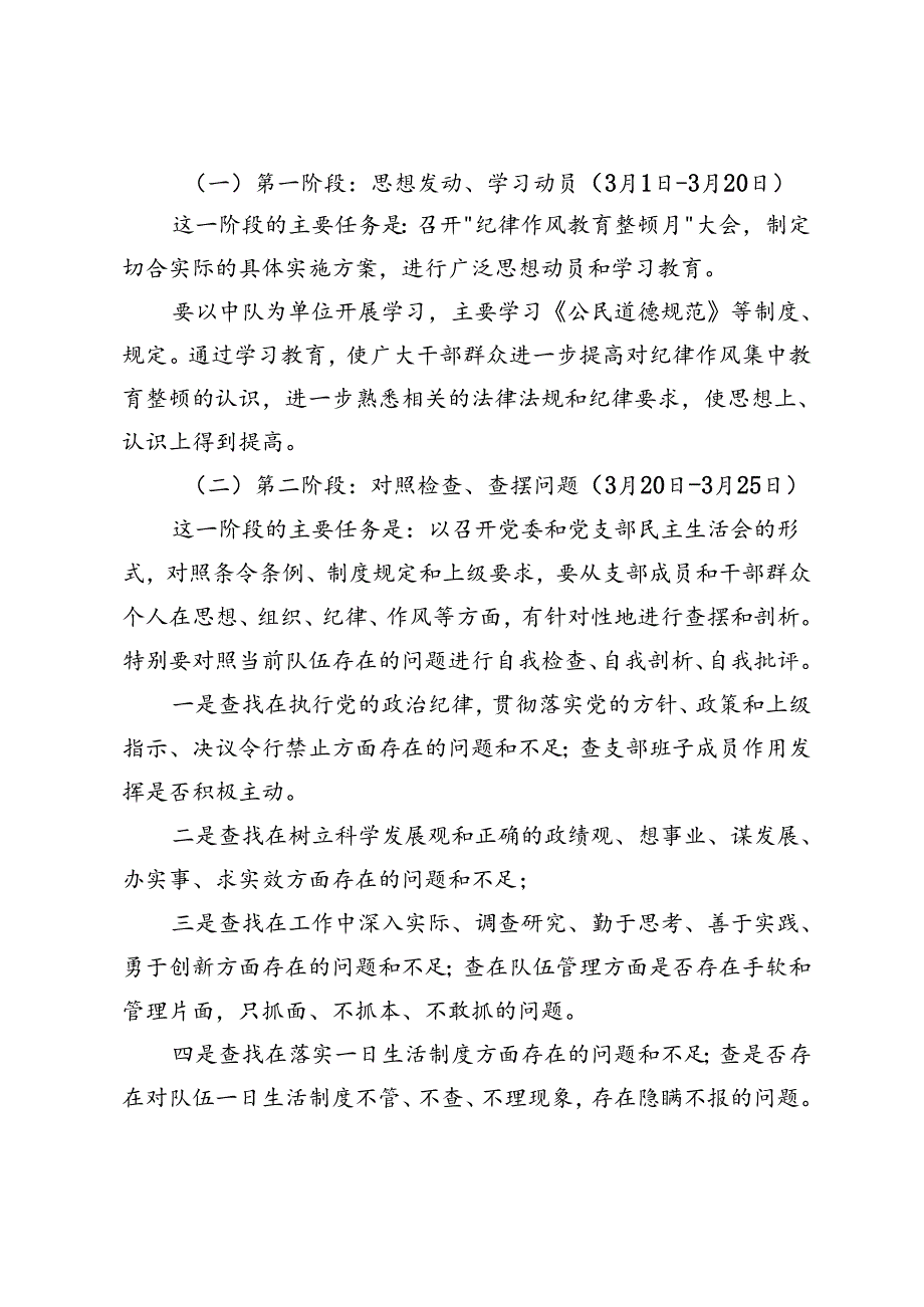 2篇 “纪律作风教育整顿月”活动方案+纪律作风整顿一对一谈心谈话记录.docx_第2页