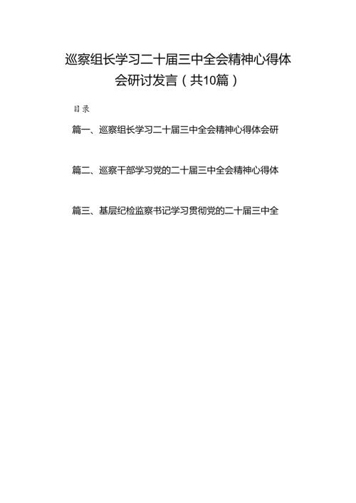 （10篇）巡察组长学习二十三中全会精神心得体会研讨发言范文.docx