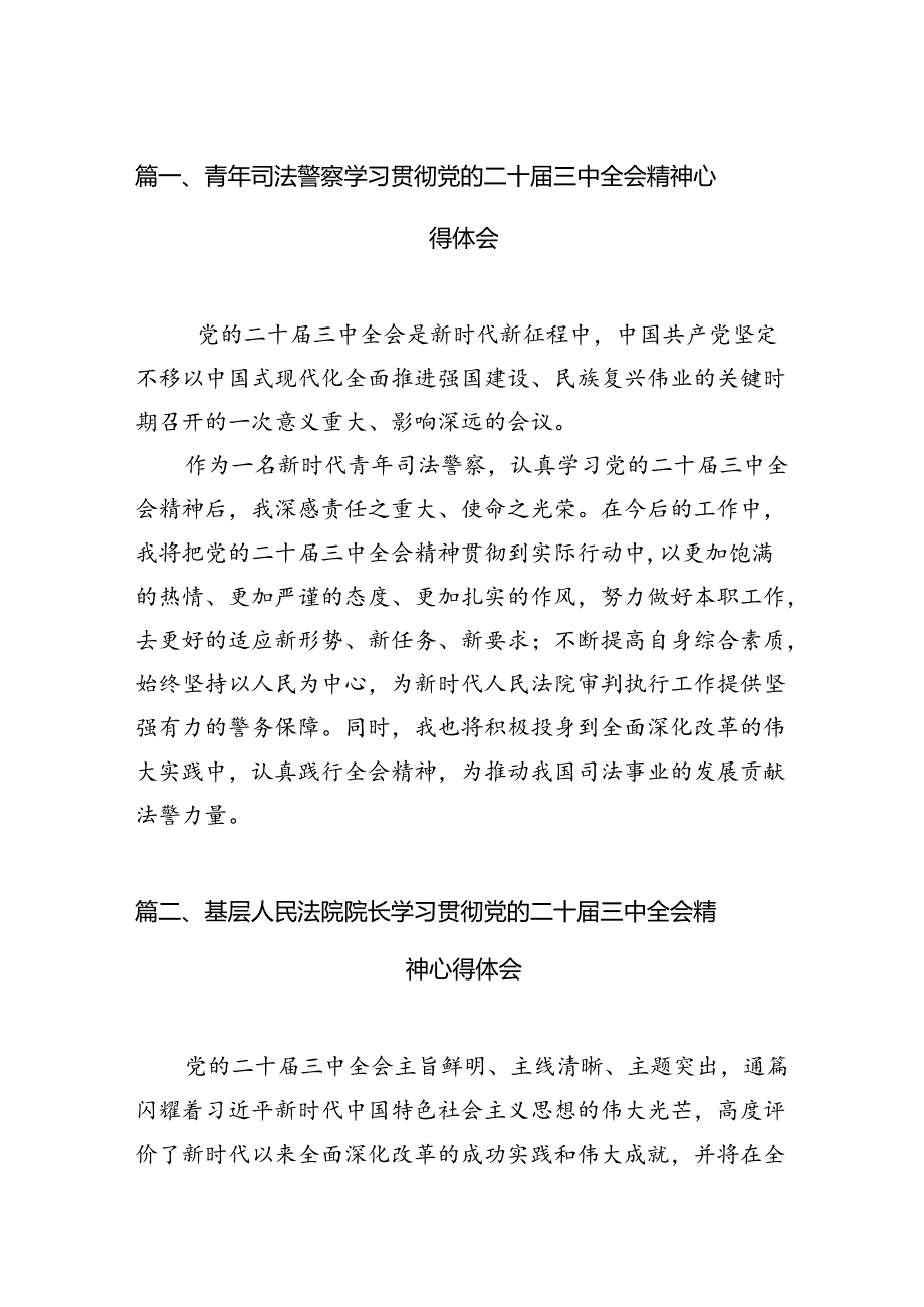 （15篇）青年司法警察学习贯彻党的二十三中全会精神心得体会范文.docx_第3页