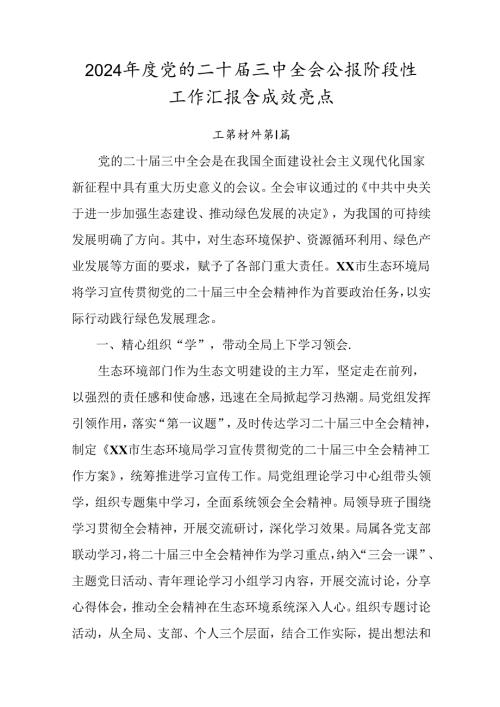2024党的二十三中全会公报阶段性工作汇报含成效亮点.docx