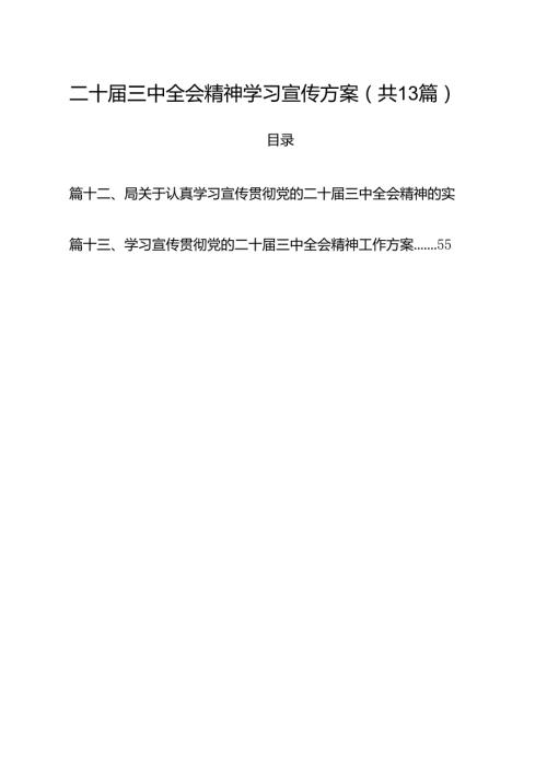 （13篇）二十三中全会精神学习宣传方案（精选）.docx