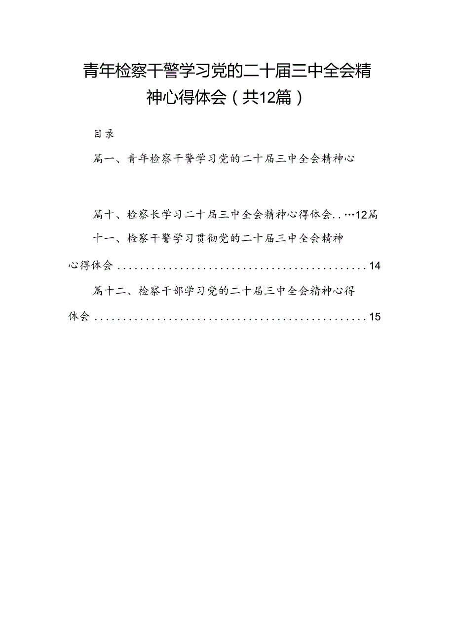 青年检察干警学习党的二十三中全会精神心得体会（共12篇）.docx_第1页