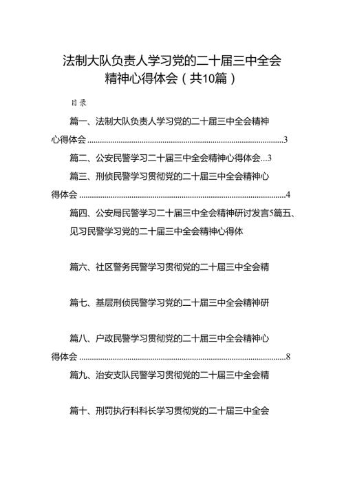（10篇）法制大队负责人学习党的二十三中全会精神心得体会（精选）.docx