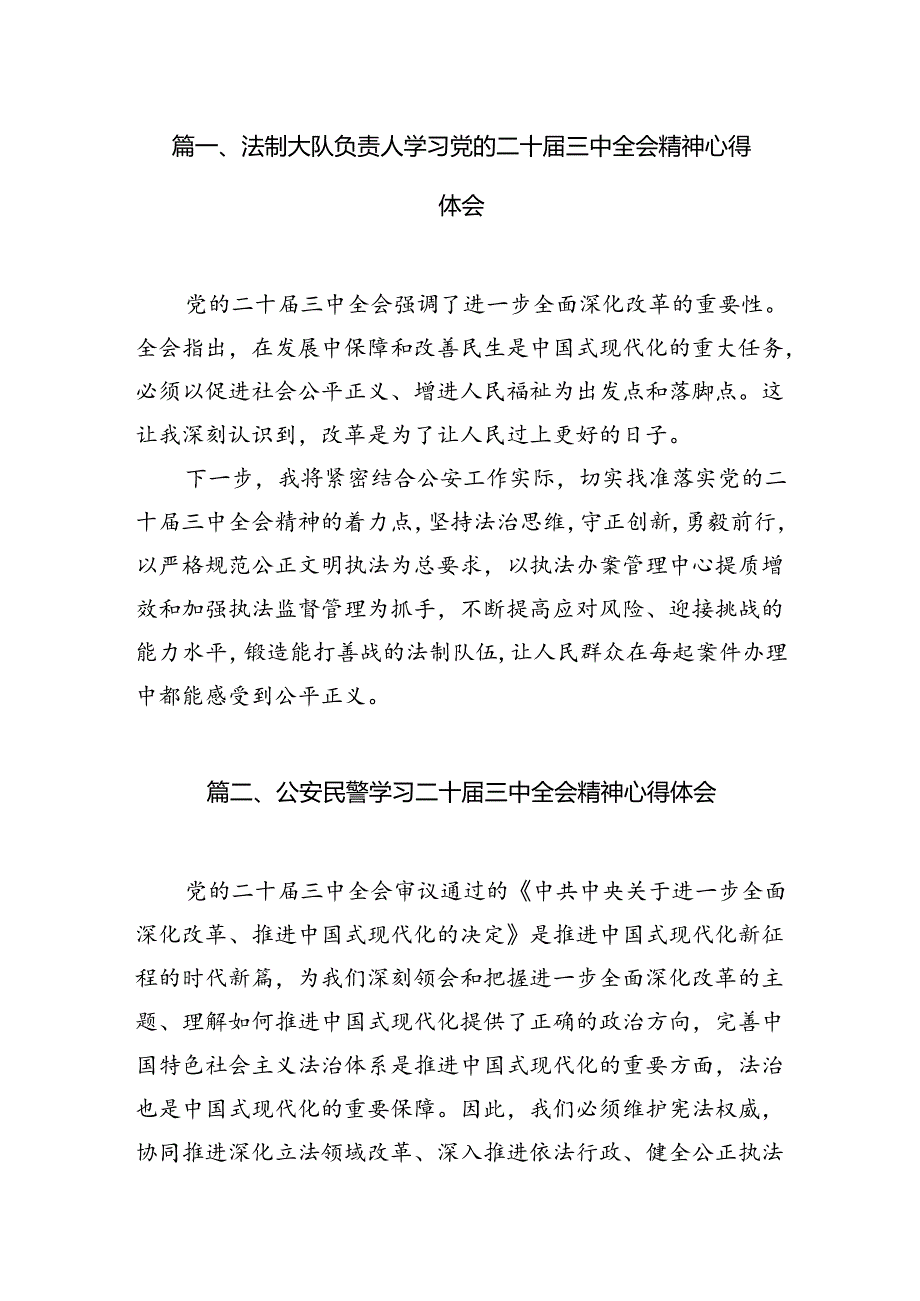 （10篇）法制大队负责人学习党的二十三中全会精神心得体会（精选）.docx_第2页