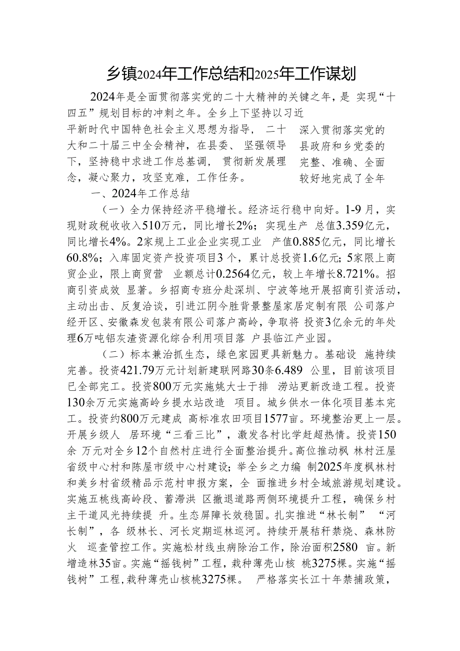 乡镇2024年工作总结3600字.docx
