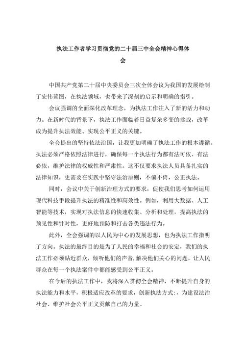 （11篇）执法工作者学习贯彻党的二十三中全会精神心得体会集合.docx