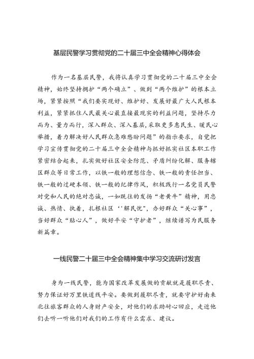 （9篇）基层民警学习贯彻党的二十三中全会精神心得体会通用范文.docx