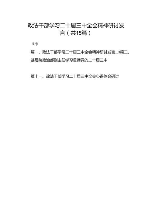 （15篇）政法干部学习二十三中全会精神研讨发言集合.docx