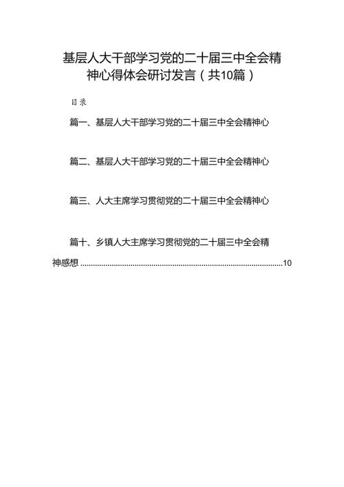 （10篇）基层人大干部学习党的二十三中全会精神心得体会研讨发言汇编.docx