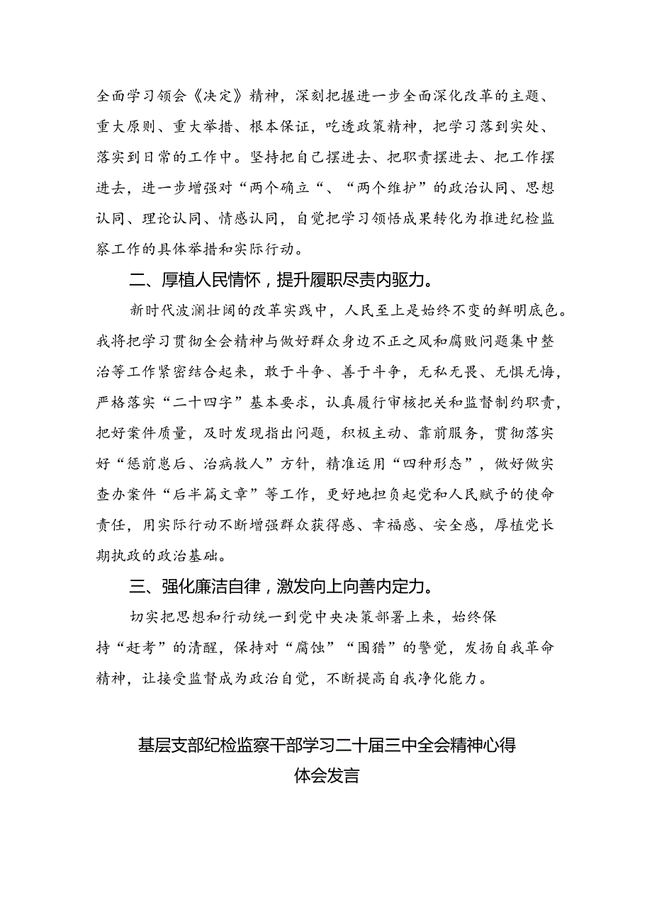 （9篇）青年纪检监察干部学习二十三中全会精神研讨发言（精选）.docx_第3页