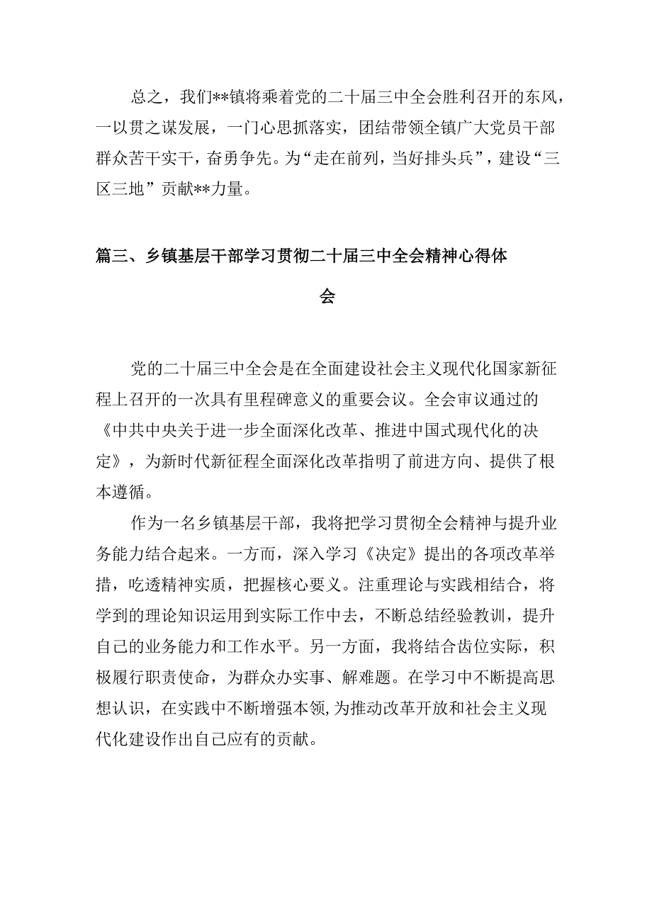 (八篇)基层乡镇干部学习二十三中全会精神专题研讨材料（精选）.docx_第3页