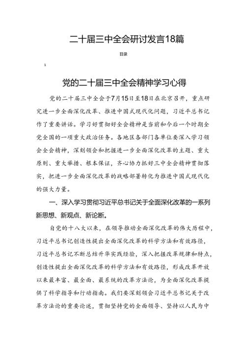 二十三中全会研讨发言 18篇.docx