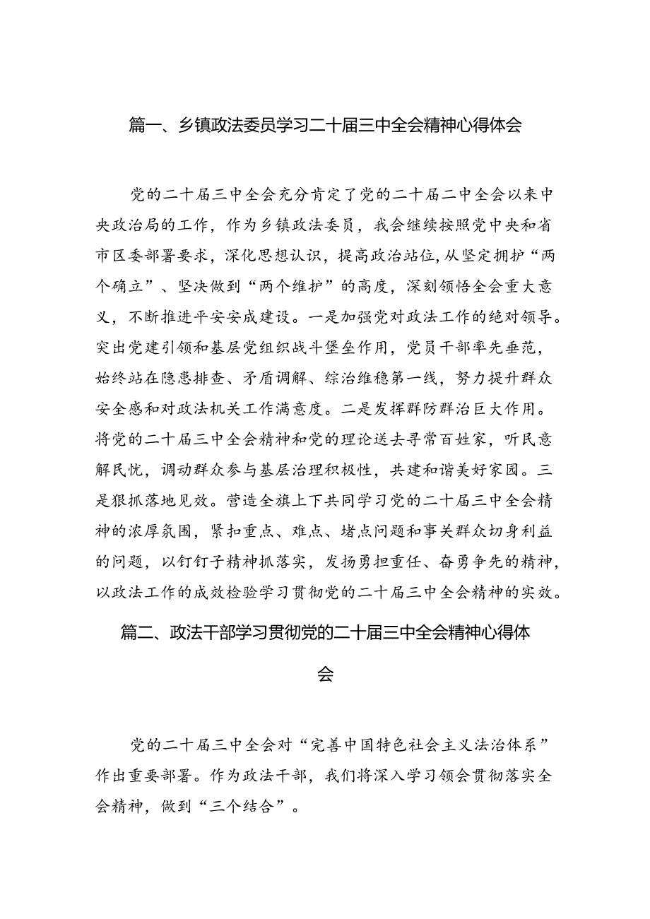 （15篇）乡镇政法委员学习二十三中全会精神心得体会（最新版）.docx_第2页