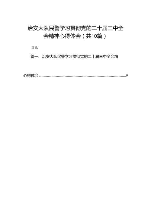 （10篇）治安大队民警学习贯彻党的二十三中全会精神心得体会范文.docx