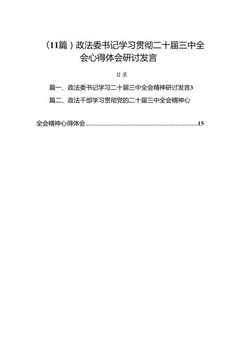 （11篇）政法委书记学习贯彻二十三中全会心得体会研讨发言.docx