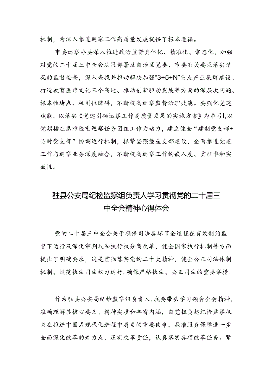 （9篇）派驻基层纪检监察干部学习党的二十三中全会精神心得体会研讨发言范文.docx_第2页