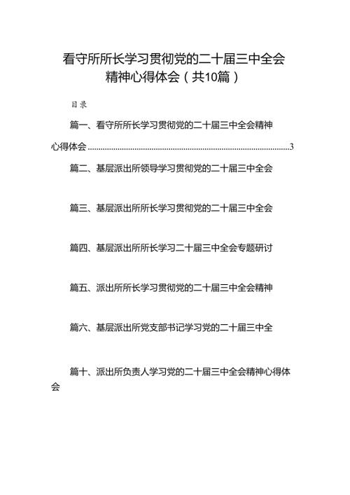 （10篇）看守所所长学习贯彻党的二十三中全会精神心得体会（详细版）.docx