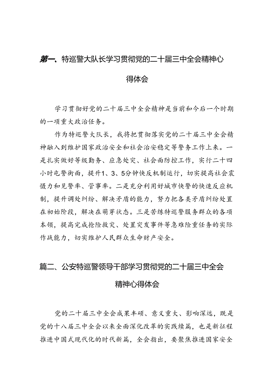 （10篇）特巡警大队长学习贯彻党的二十三中全会精神心得体会范文.docx_第2页