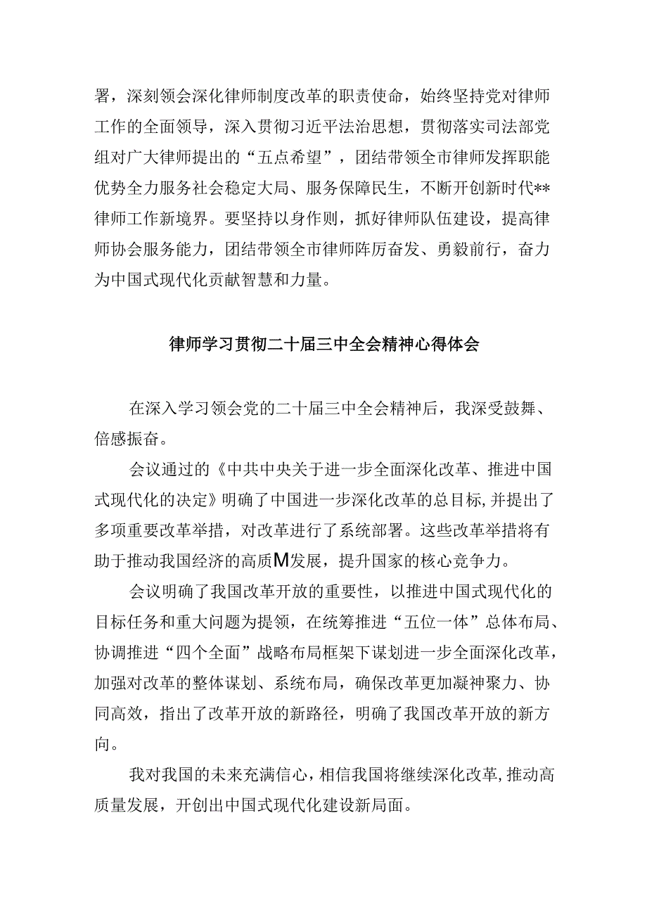（9篇）青年律师学习贯彻党的二十三中全会精神心得体会范文.docx_第2页