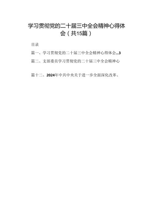 （15篇）学习贯彻党的二十三中全会精神心得体会范文精选汇编.docx