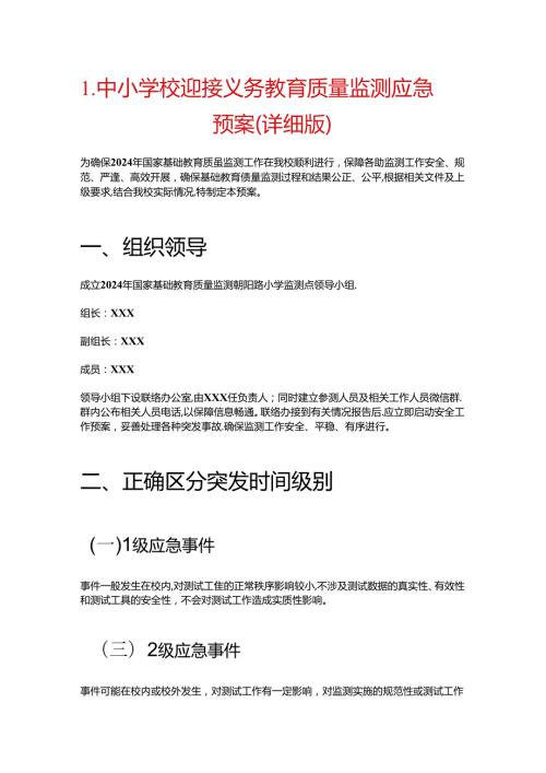 1.中小学校迎接义务教育质量监测应急预案（详细版）.docx