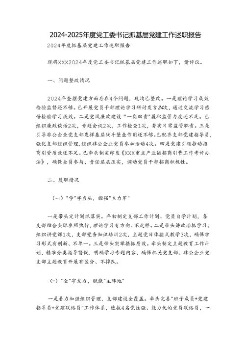 20242025党工委书记抓基层党建工作述职报告.docx