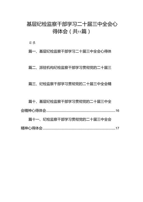 （11篇）基层纪检监察干部学习二十三中全会心得体会（详细版）.docx