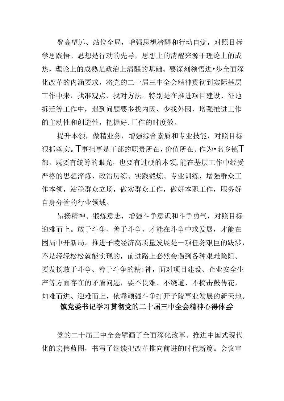 镇党委书记学习贯彻党的二十三中全会精神心得体会范文8篇（最新版）.docx_第2页