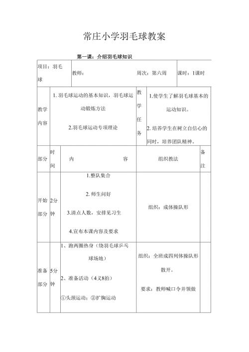 小学羽毛球社团活动教案.docx