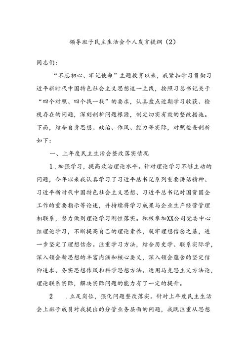 领导班子民主生活会个人发言提纲（2）(1).docx