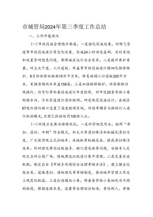 市城管局2024年第三季度工作总结.docx