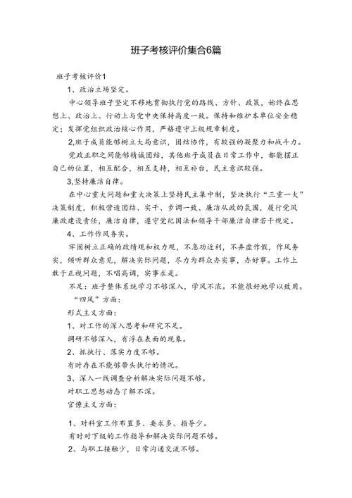 班子考核评价集合6篇.docx