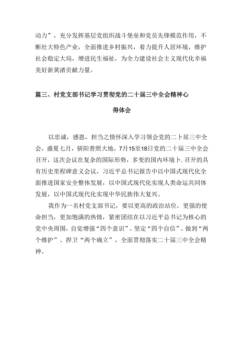 （10篇）村书记学习贯彻党的二十三中全会精神心得体会集合.docx_第3页
