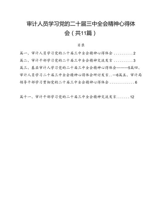 审计人员学习党的二十三中全会精神心得体会（共11篇）.docx