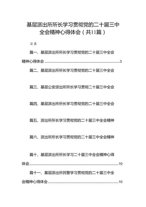 （11篇）基层派出所所长学习贯彻党的二十三中全会精神心得体会（详细版）.docx