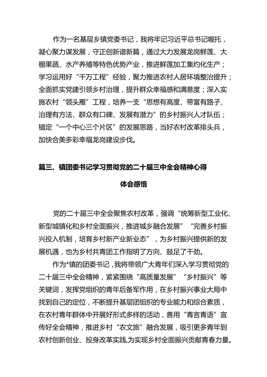 乡镇党委书记学习贯彻党的二十三中全会精神心得体会 （汇编10份）.docx_第3页