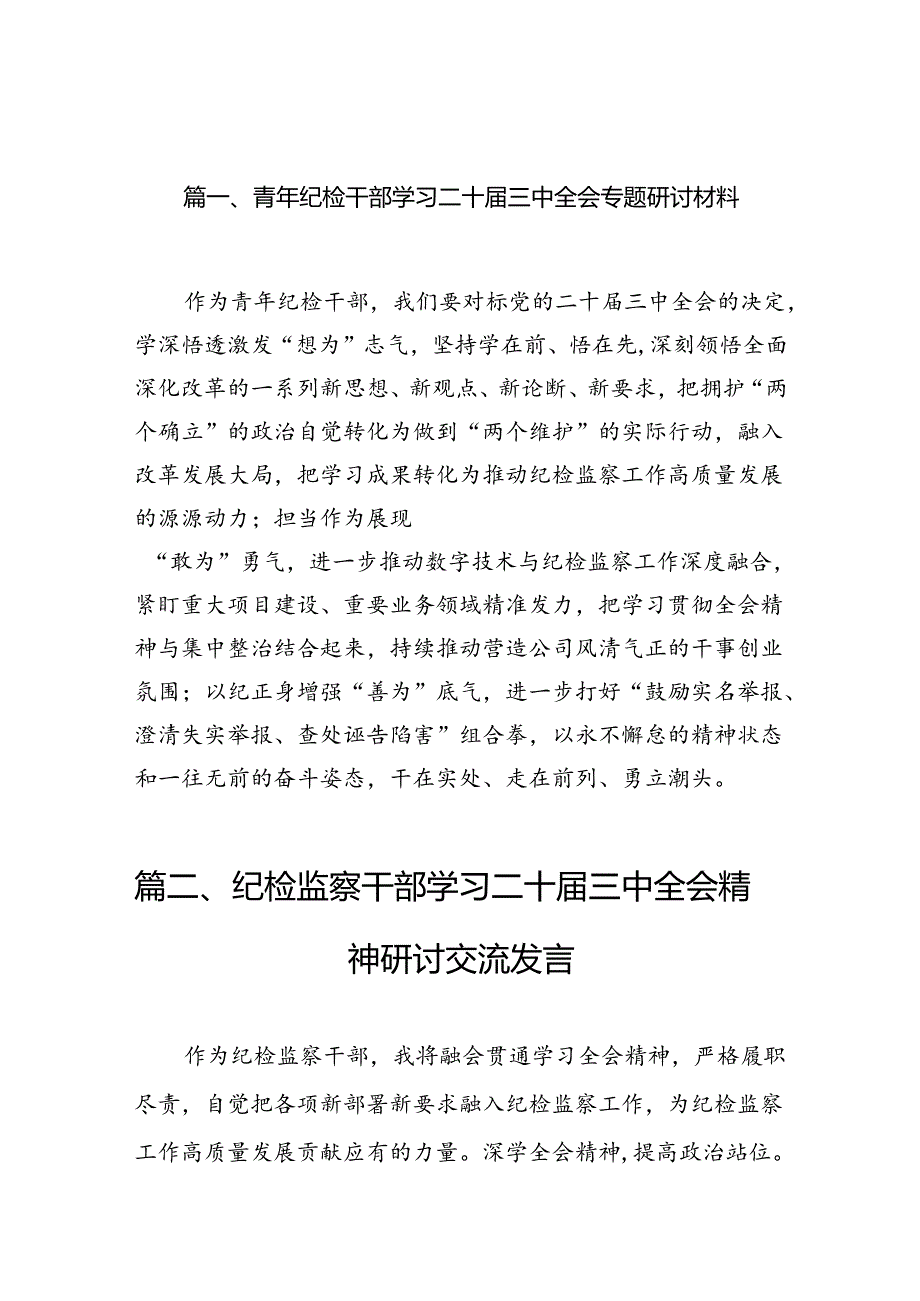 （11篇）青年纪检干部学习二十三中全会专题研讨材料范文.docx_第2页