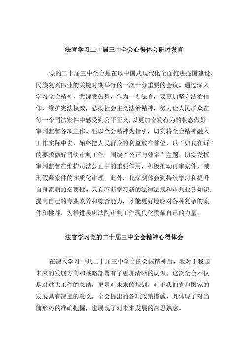 （11篇）法官学习二十三中全会心得体会研讨发言范文.docx