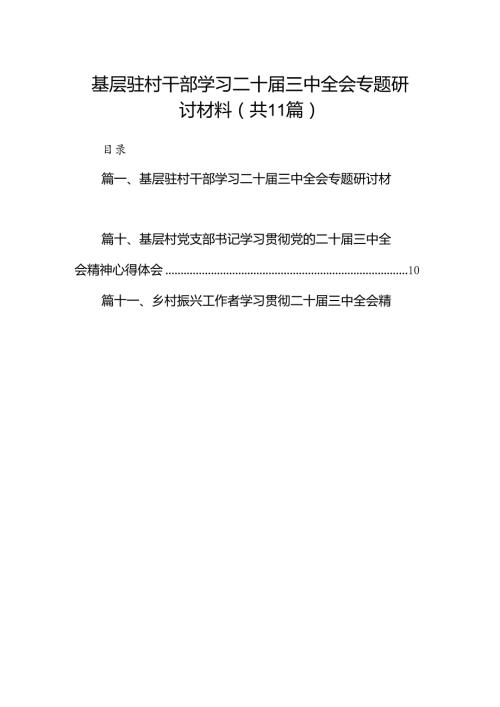 （11篇）基层驻村干部学习二十三中全会专题研讨材料范文.docx