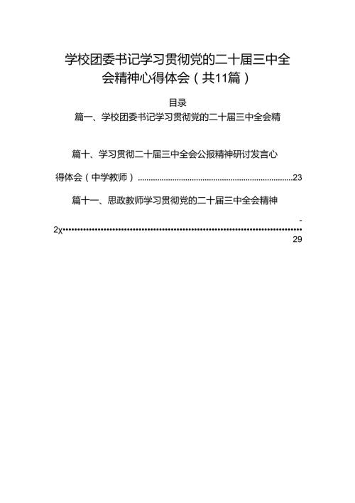 （11篇）学校团委书记学习贯彻党的二十三中全会精神心得体会范文.docx