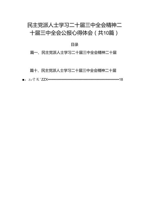 （10篇）民主党派人士学习二十三中全会精神二十三中全会公报心得体会（详细版）.docx