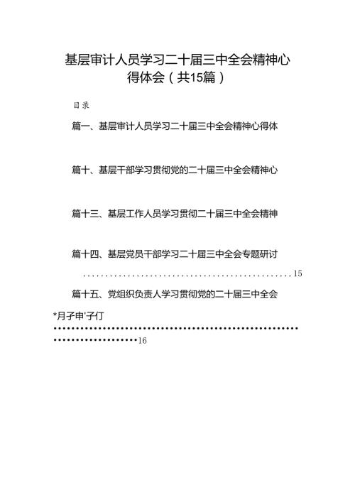 （15篇）基层审计人员学习二十三中全会精神心得体会汇编.docx