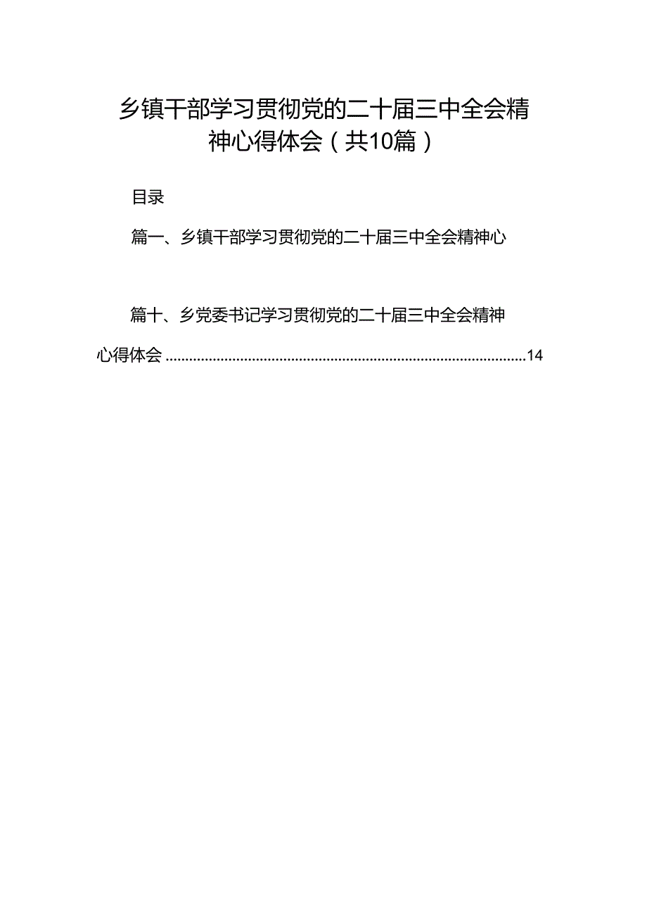 乡镇干部学习贯彻党的二十三中全会精神心得体会十篇（精选）.docx_第1页