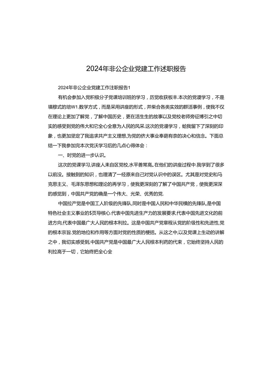 2024年非公企业党建工作述职报告(1).docx_第1页
