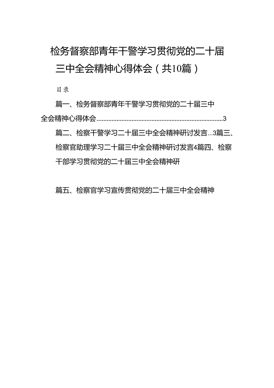 （10篇）检务督察部青年干警学习贯彻党的二十三中全会精神心得体会（详细版）.docx_第1页