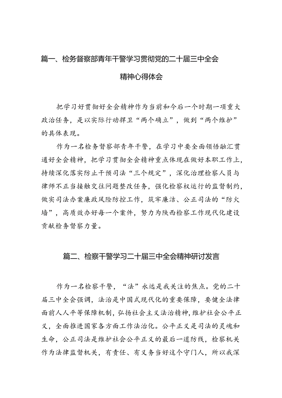 （10篇）检务督察部青年干警学习贯彻党的二十三中全会精神心得体会（详细版）.docx_第2页