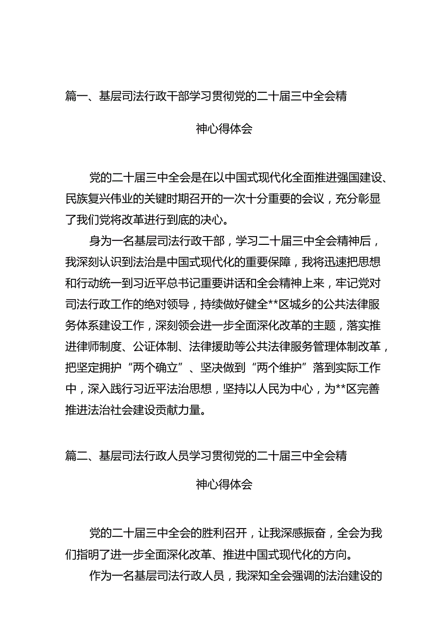 （10篇）基层司法行政干部学习贯彻党的二十三中全会精神心得体会（详细版）.docx_第2页