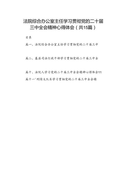 （15篇）法院综合办公室主任学习贯彻党的二十三中全会精神心得体会范文.docx